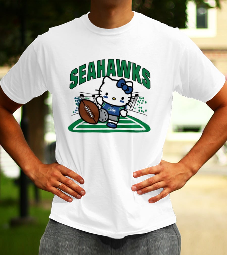 Hello Kitty Seattle Seahawks Football Stadium Kickoff T-Shirt