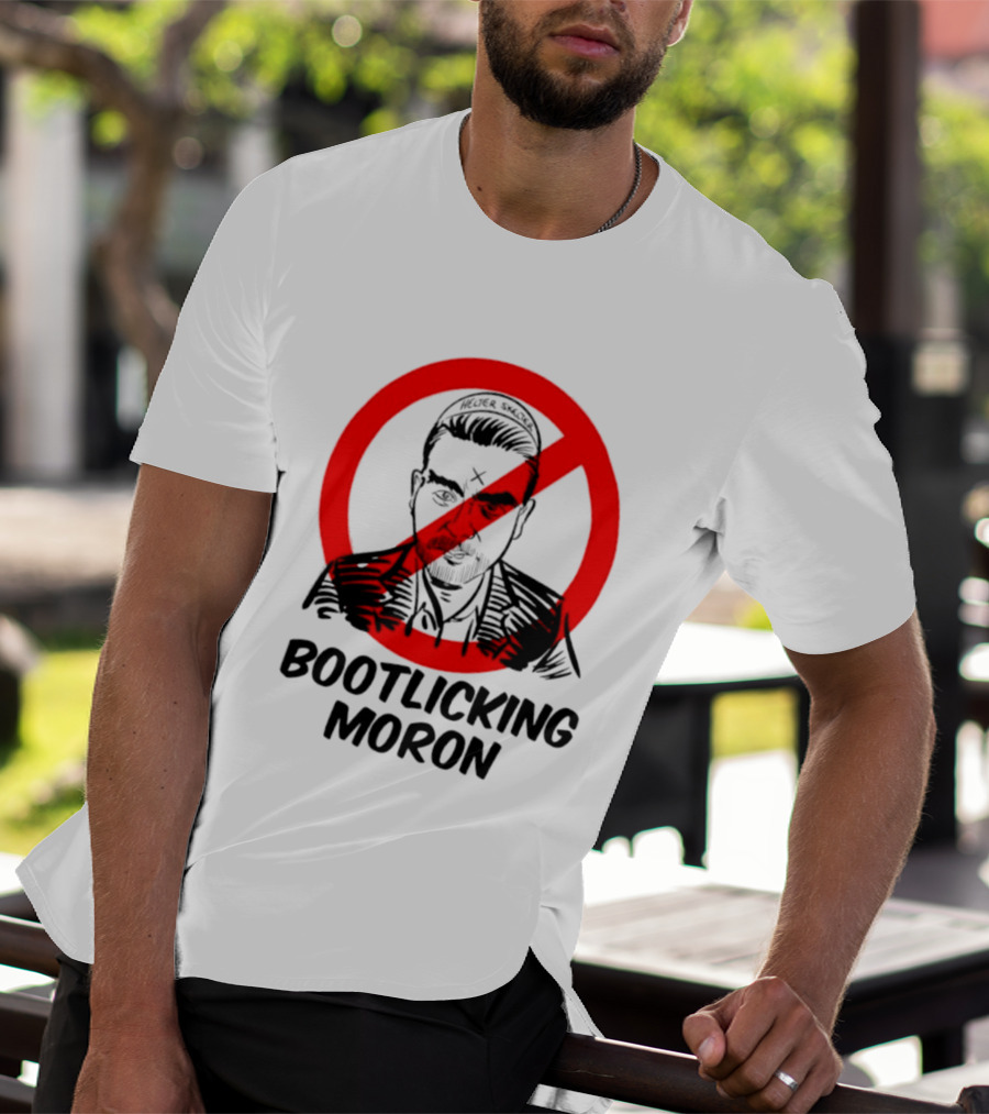 Helter Skelter Bootlicking Moron Red Circle Crossed Out Brian Walsby T-Shirt
