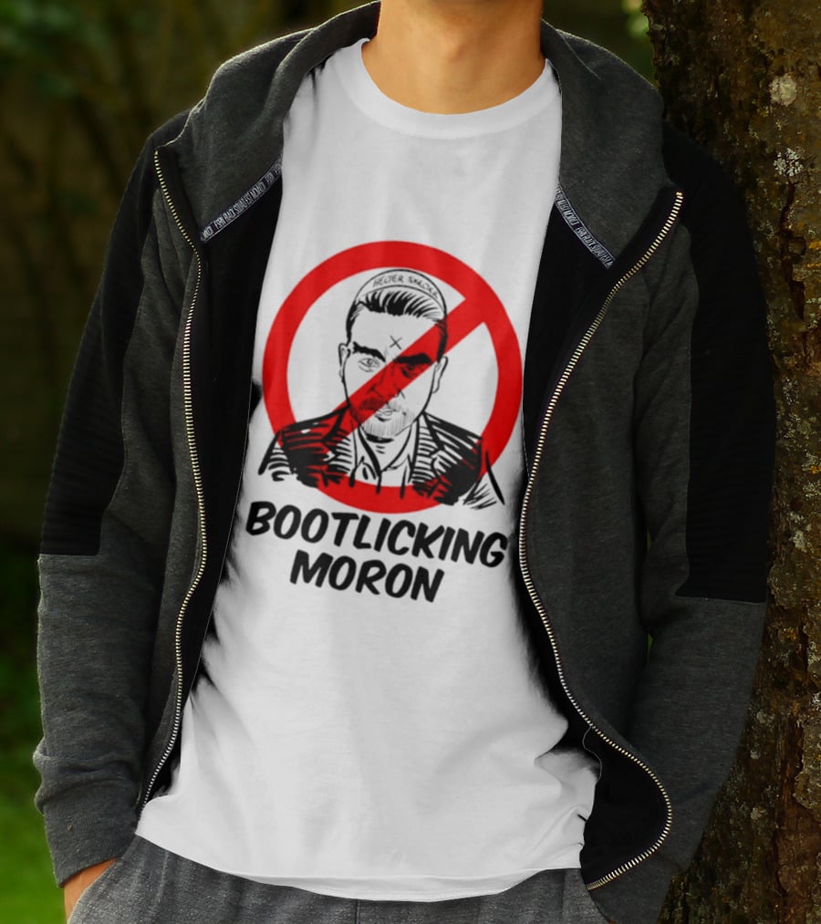 Helter Skelter Bootlicking Moron Red Circle Crossed Out Brian Walsby T-Shirt