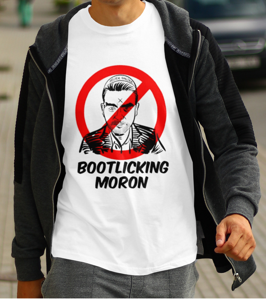Helter Skelter Bootlicking Moron Red Circle Crossed Out Brian Walsby T-Shirt