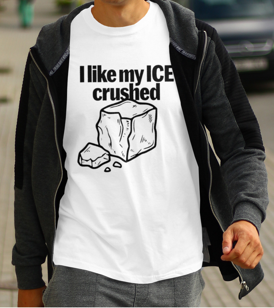 I Like My Ice Crushed Funny Cool Pun Graphic Block Drawing T-Shirt