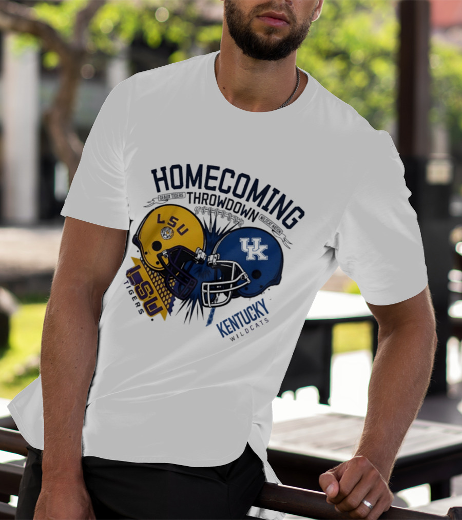 LSU Tigers Vs Kentucky Wildcats Football Homecoming Throwdown October 10 2026 Helmet Clash T-Shirt