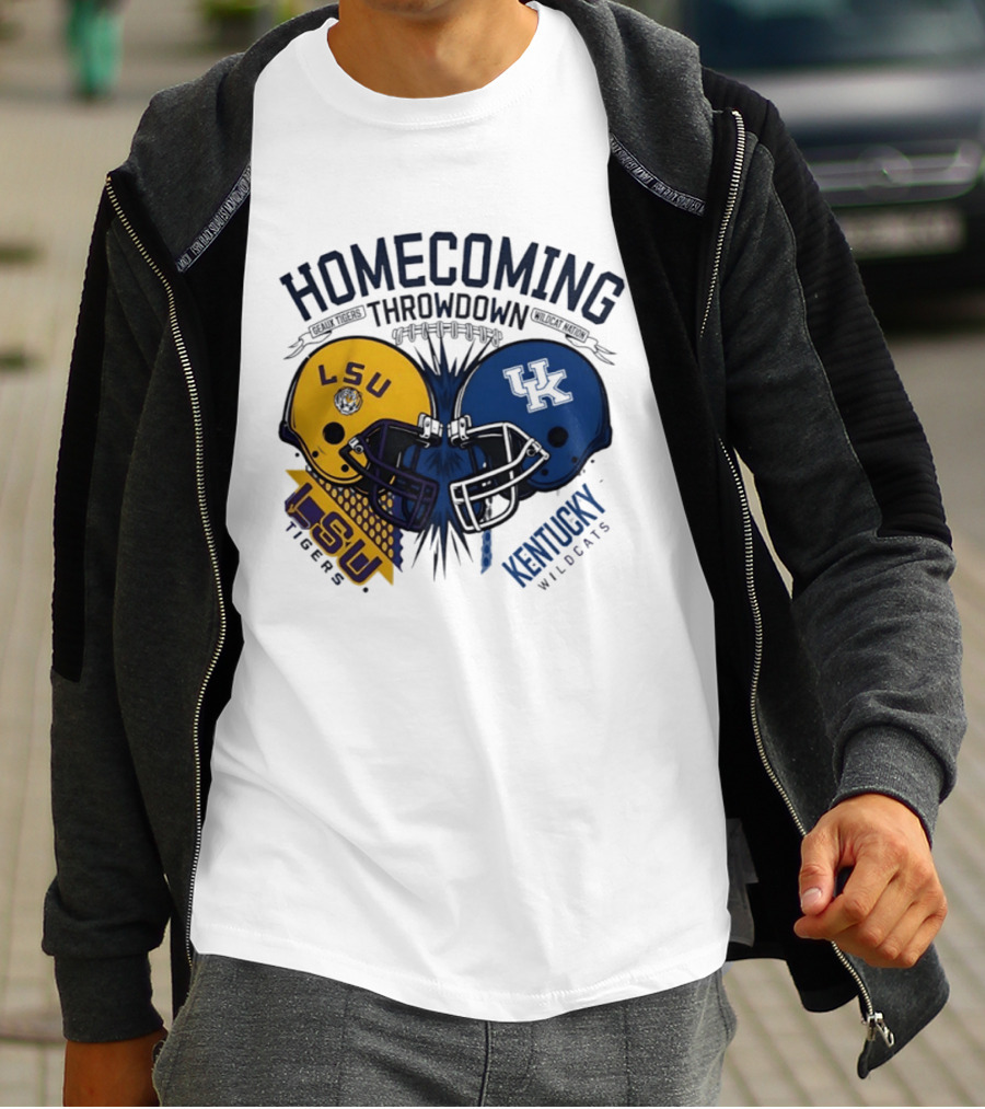 LSU Tigers Vs Kentucky Wildcats Football Homecoming Throwdown October 10 2026 Helmet Clash T-Shirt