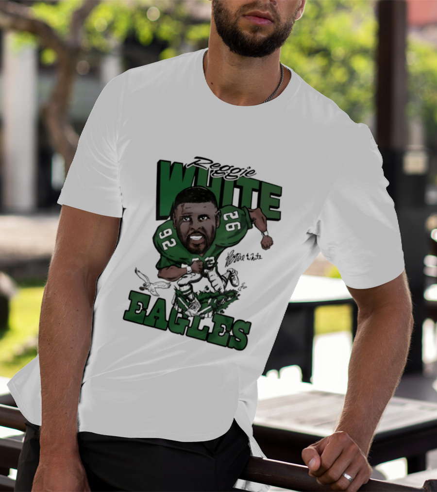 Philadelphia Eagles Reggie White 92 Player Caricature T-Shirt