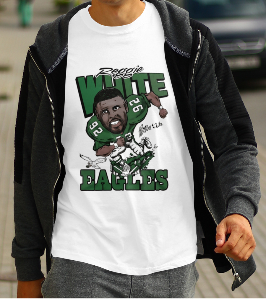 Philadelphia Eagles Reggie White 92 Player Caricature T-Shirt