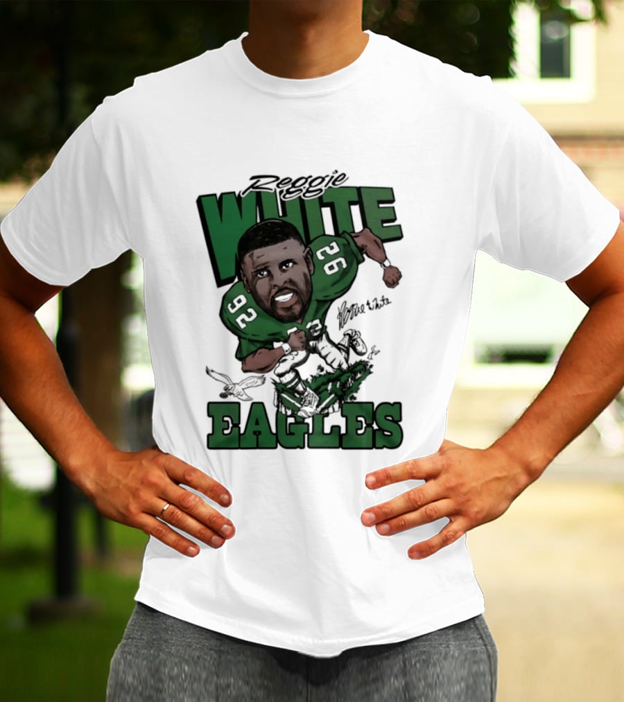 Philadelphia Eagles Reggie White 92 Player Caricature T-Shirt