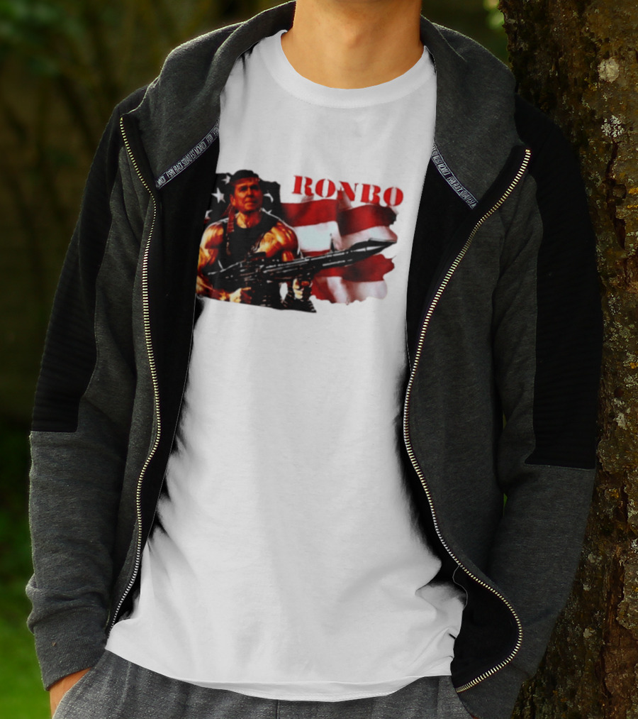 Ronbo Ronald Reagan Rambo With American Flag 80s President T-Shirt