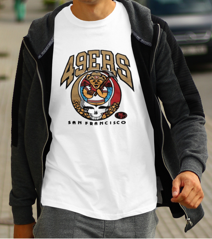 San Francisco 49ers Grateful Dead Steal Your Face Bear Design Collaboration T-Shirt