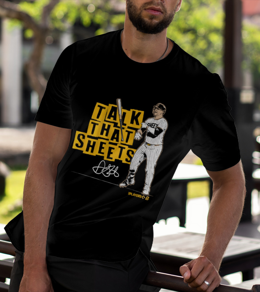 Gavin Sheets Talk That Sheets Baseball Player Yellow Block Lettering T-Shirt