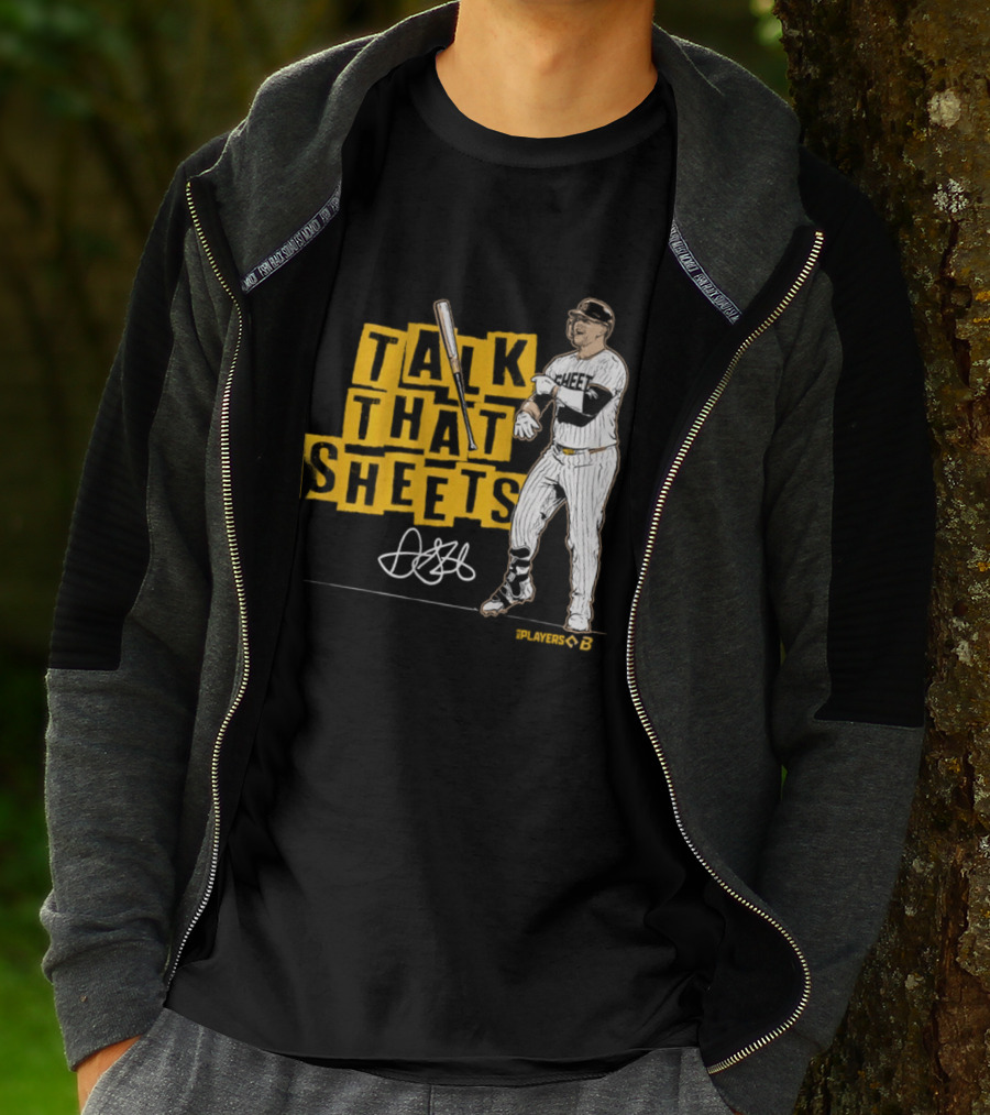 Gavin Sheets Talk That Sheets Baseball Player Yellow Block Lettering T-Shirt