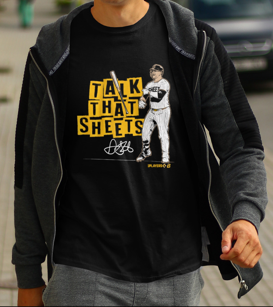 Gavin Sheets Talk That Sheets Baseball Player Yellow Block Lettering T-Shirt