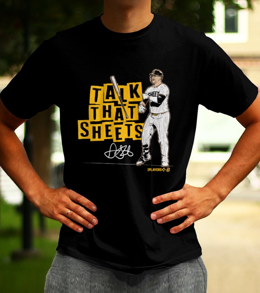 Gavin Sheets Talk That Sheets Baseball Player Yellow Block Lettering T-Shirt