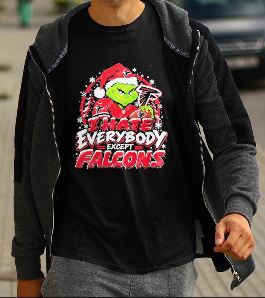 Atlanta Falcons Grinch I Hate Everybody Except Falcons Fans Christmas Holiday T-Shirt