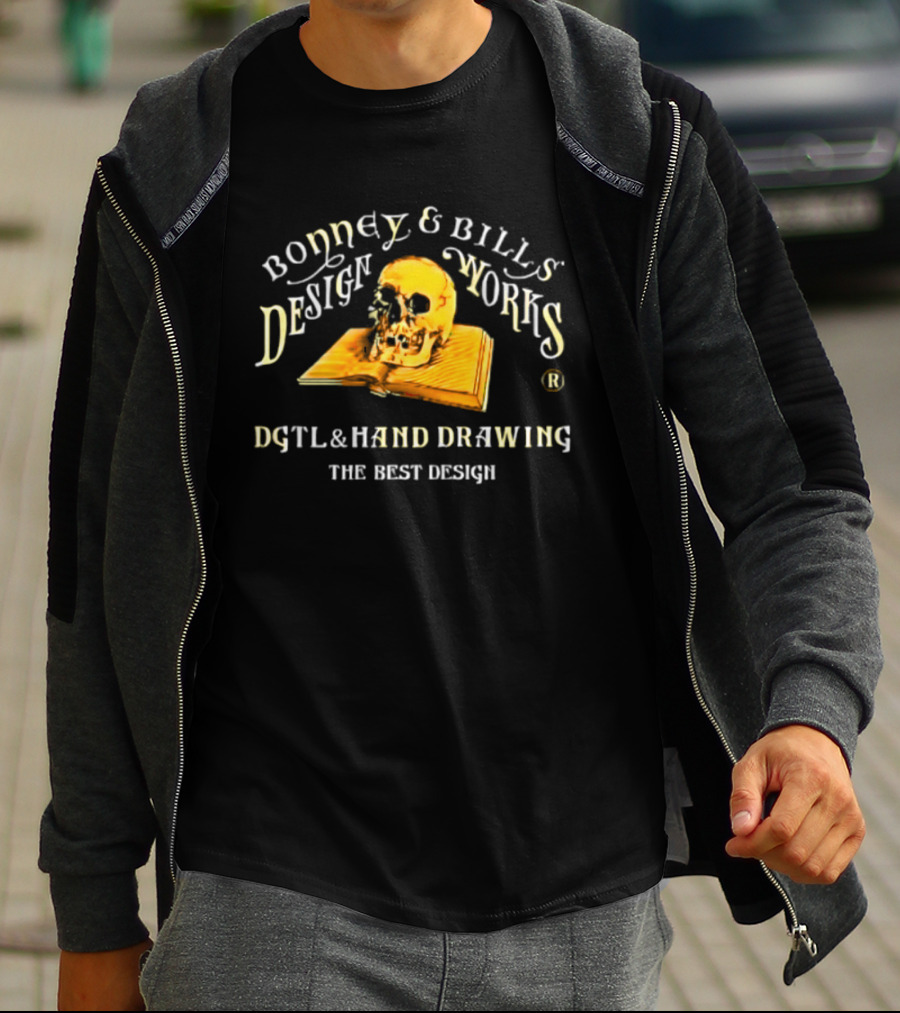 Bonney And Bills Works Dgtl And Hand Drawing Skull Book The Best T-Shirt