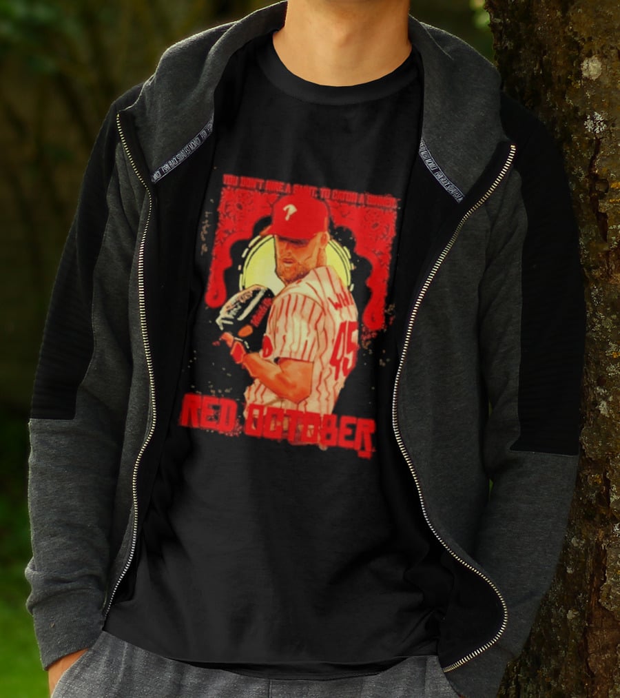 Zack Wheeler Philadelphia Phillies Red October 2026 You Don't Hire A Saint To Catch A Sinner Baseball T-Shirt