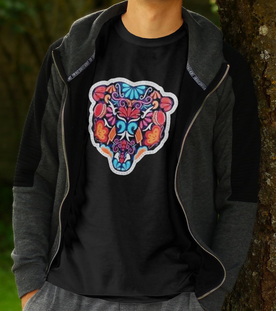 Chicago Bears 2026 Latino Heritage Month Los Bears Vibrant Floral Bear Head T-Shirt