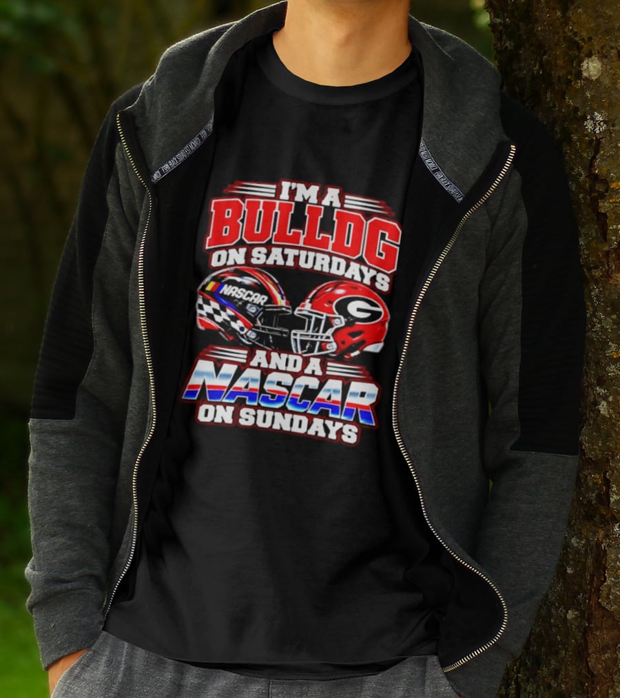 I'm A Bulldog On Saturdays And A NASCAR On Sundays Helmet T-Shirt