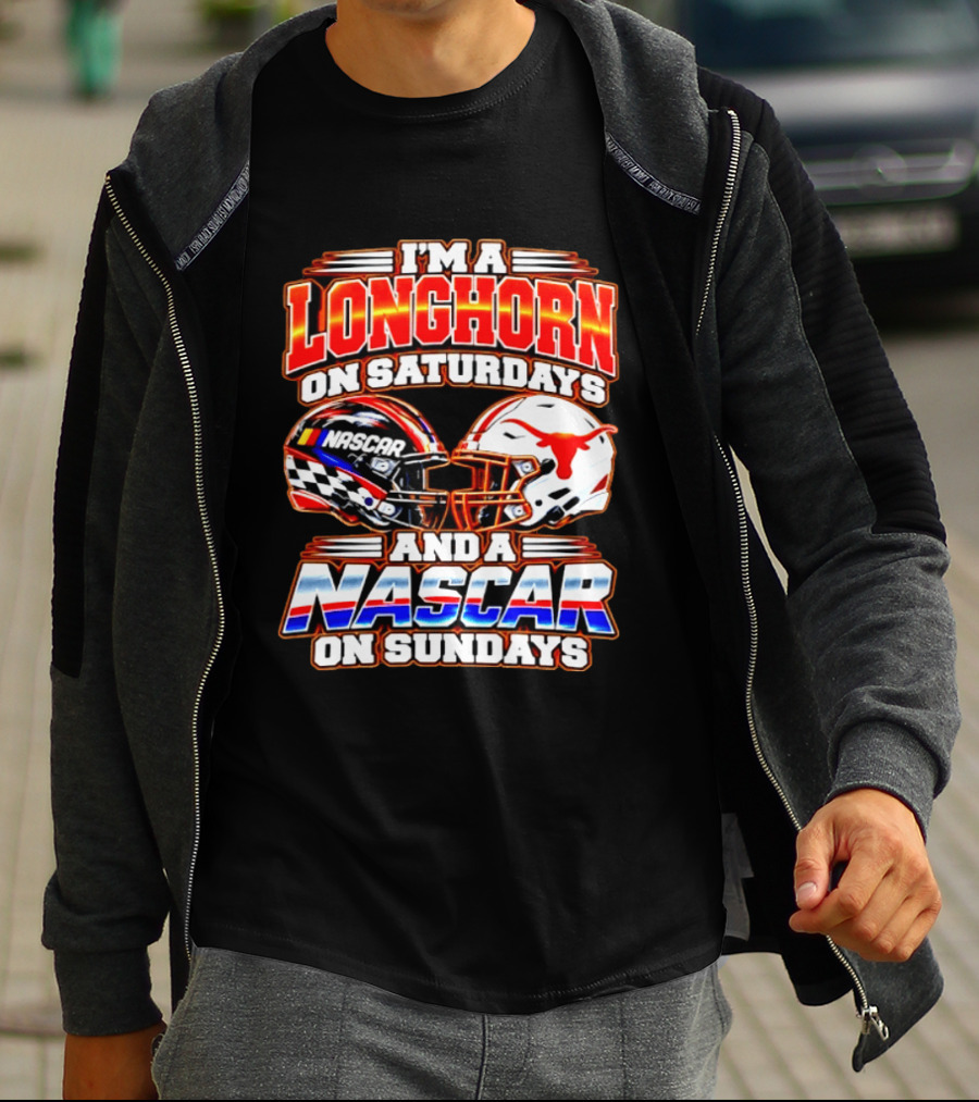 Longhorns On Saturdays NASCAR On Sundays Helmets Longhorns Texas T-Shirt