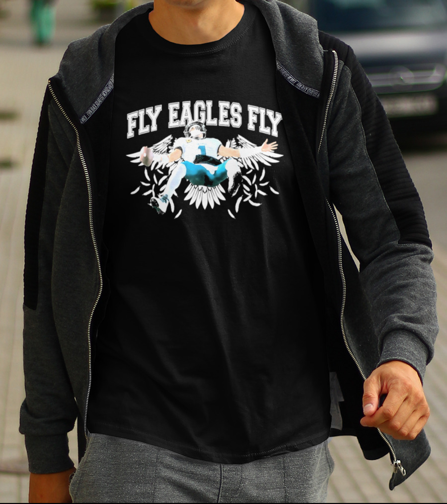 Philadelphia Eagles Jalen Hurts Flying Celebration 2026 Fly Eagles Fly T-Shirt