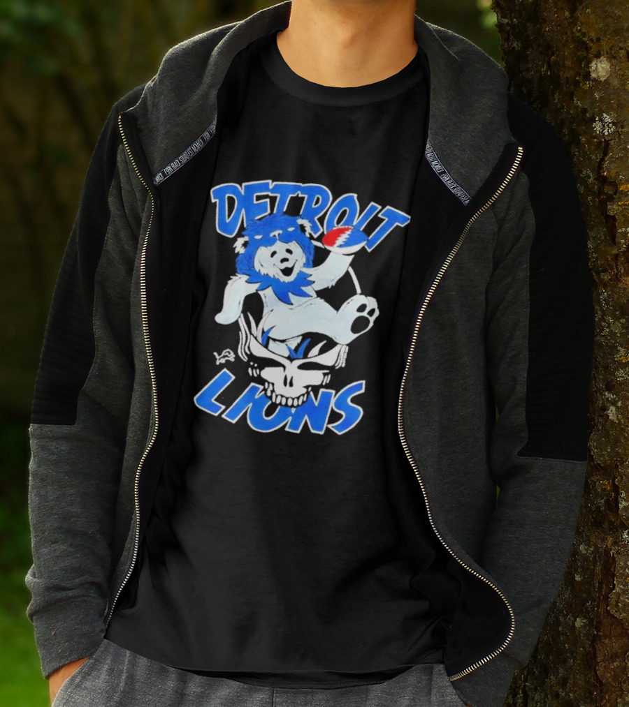 Detroit Lions Grateful Dead Bear With Skull T-Shirt