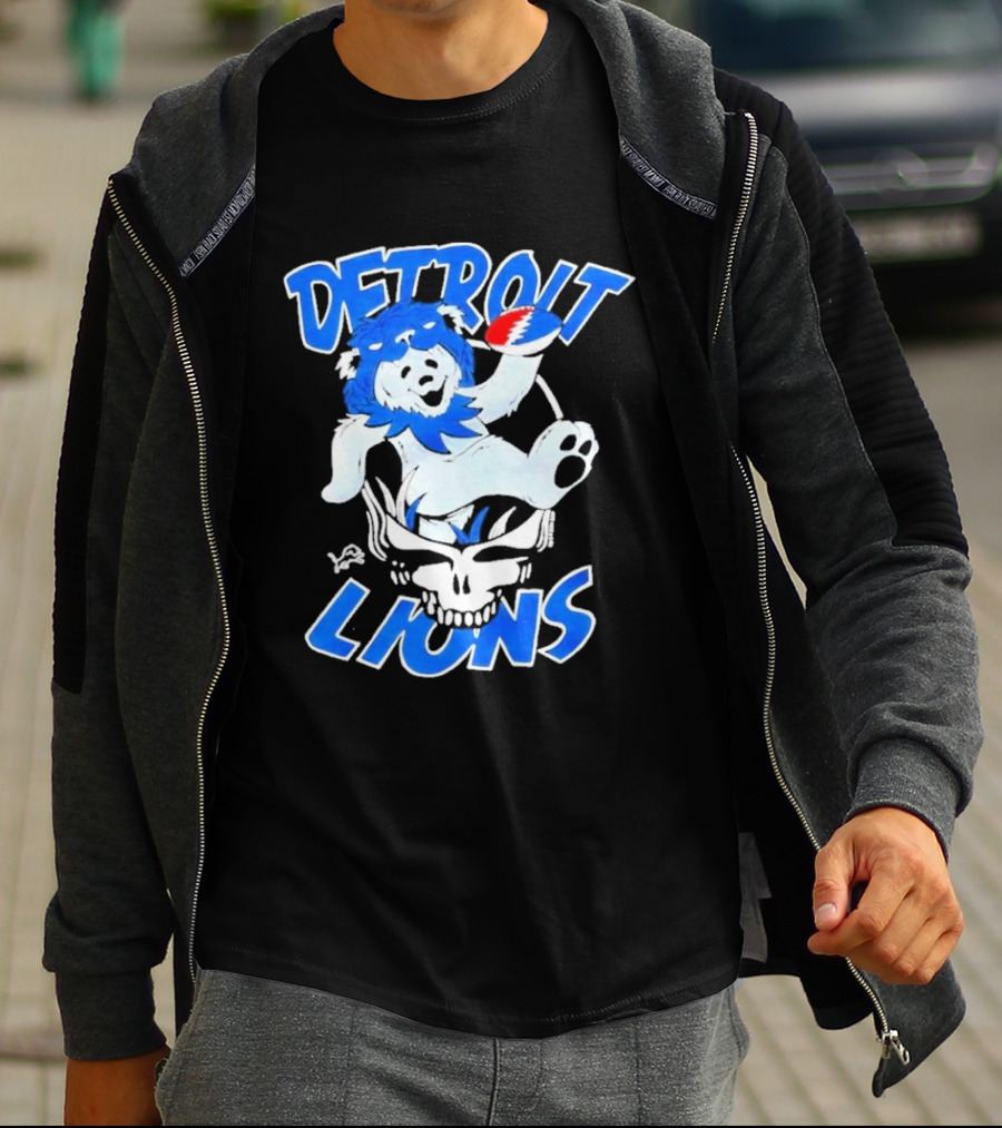 Detroit Lions Grateful Dead Bear With Skull T-Shirt