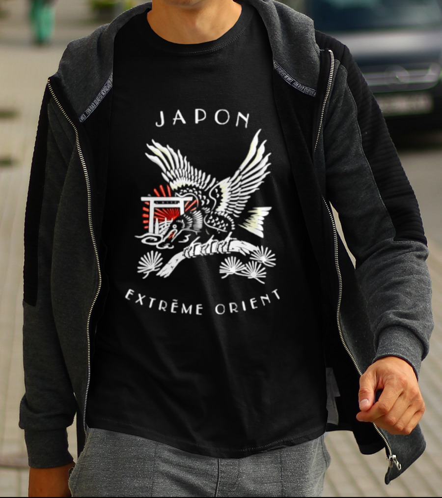 Japon Extrême Orient Flying Bird With Flowers T-Shirt