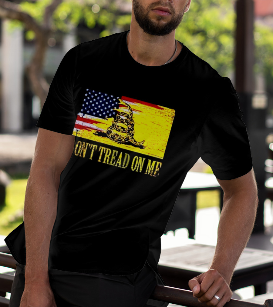 American Flag And Gadsden Snake Don't Tread On Me T-Shirt