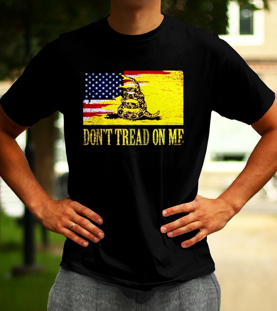 American Flag And Gadsden Snake Don't Tread On Me T-Shirt