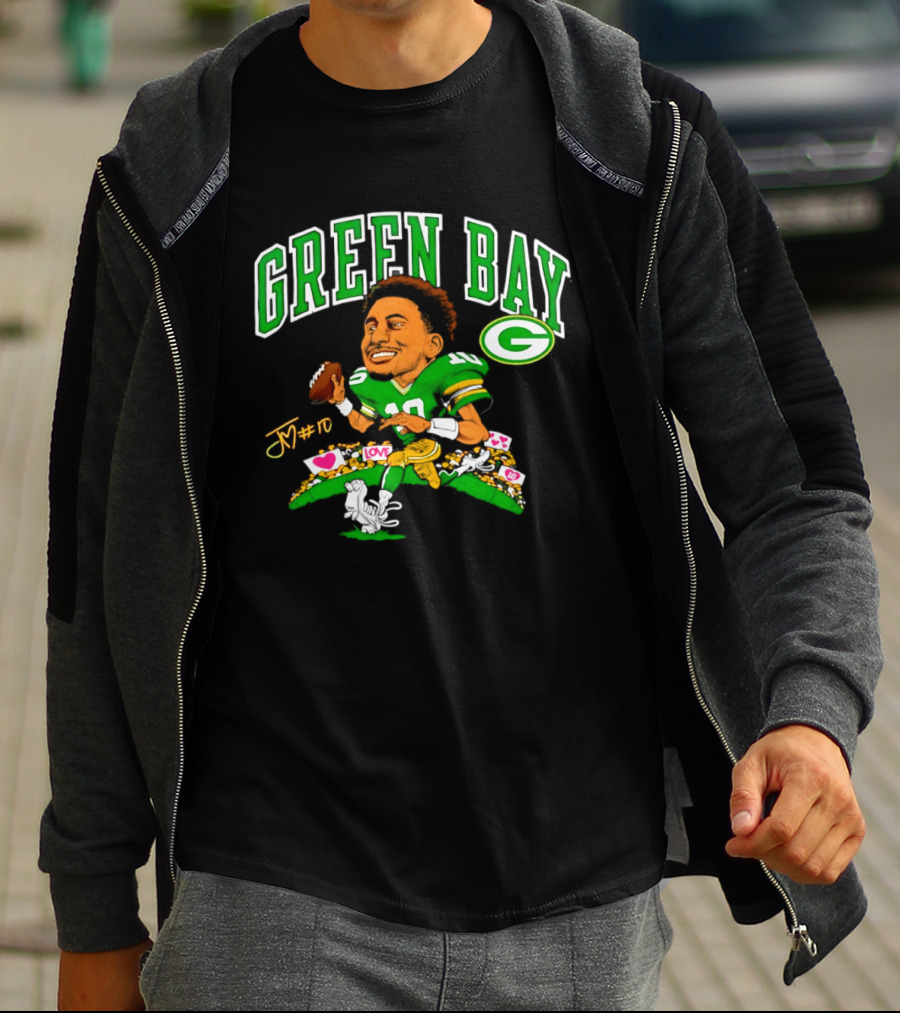 Jordan Love Green Bay Packers Caricature Playing Cards 2026 T-Shirt