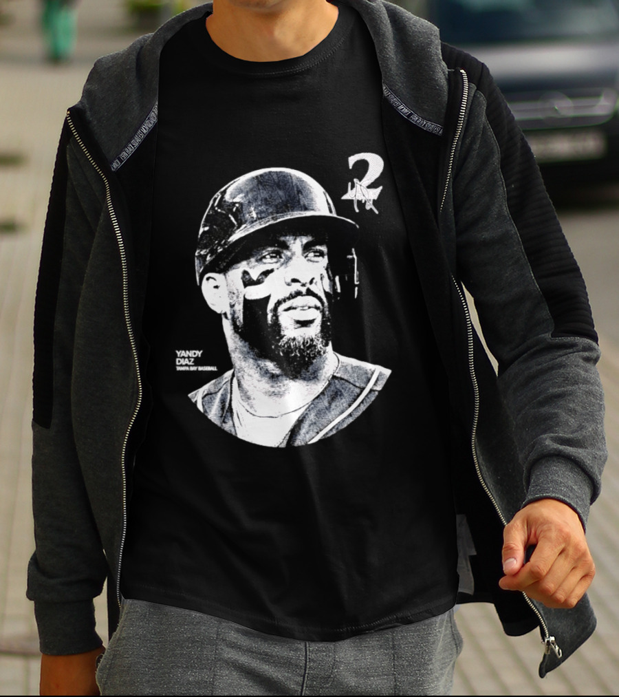 Yandy Diaz Tampa Bay Rays MLB 2026 Lineage Series Player Portrait Baseball Edition T-Shirt