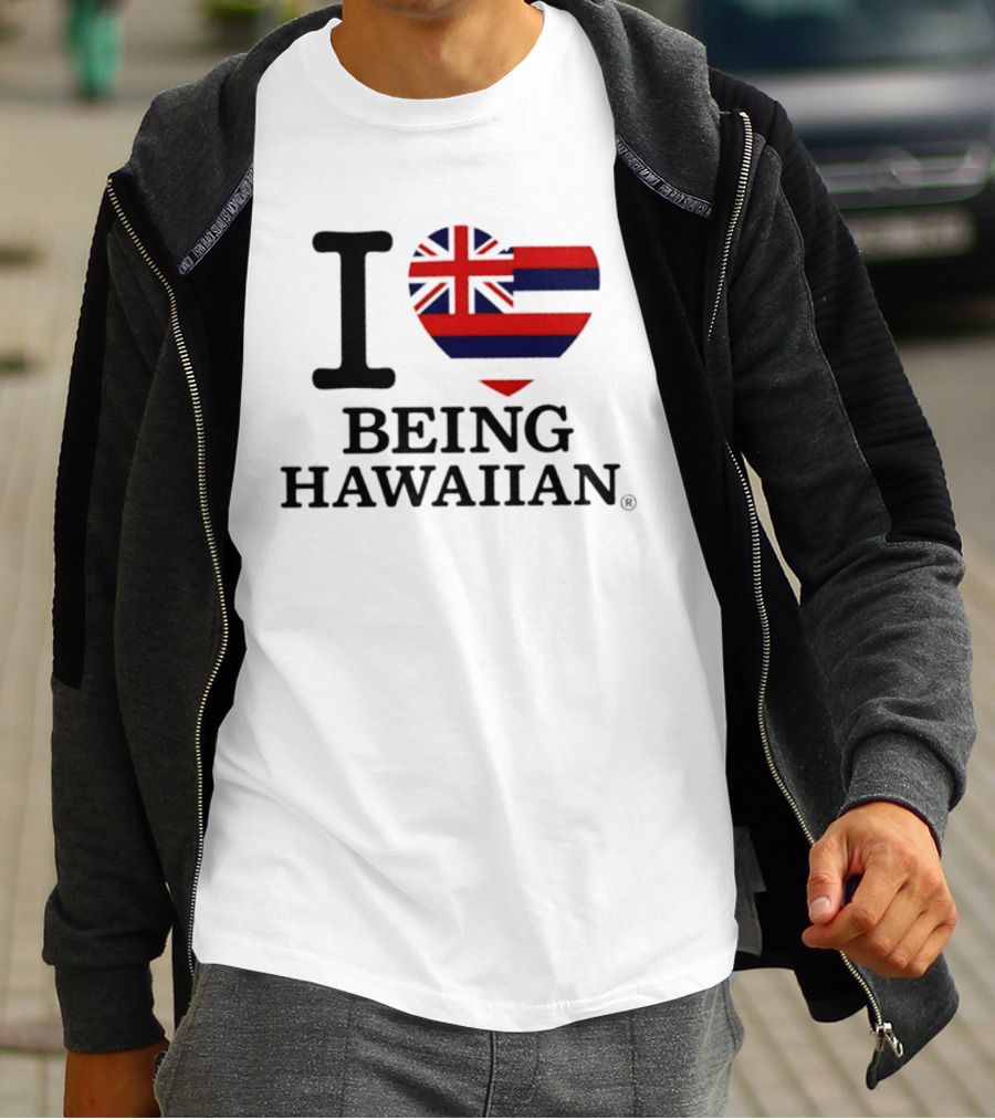I Heart Hawaiian Flag Being Hawaiian Mashup T-Shirt