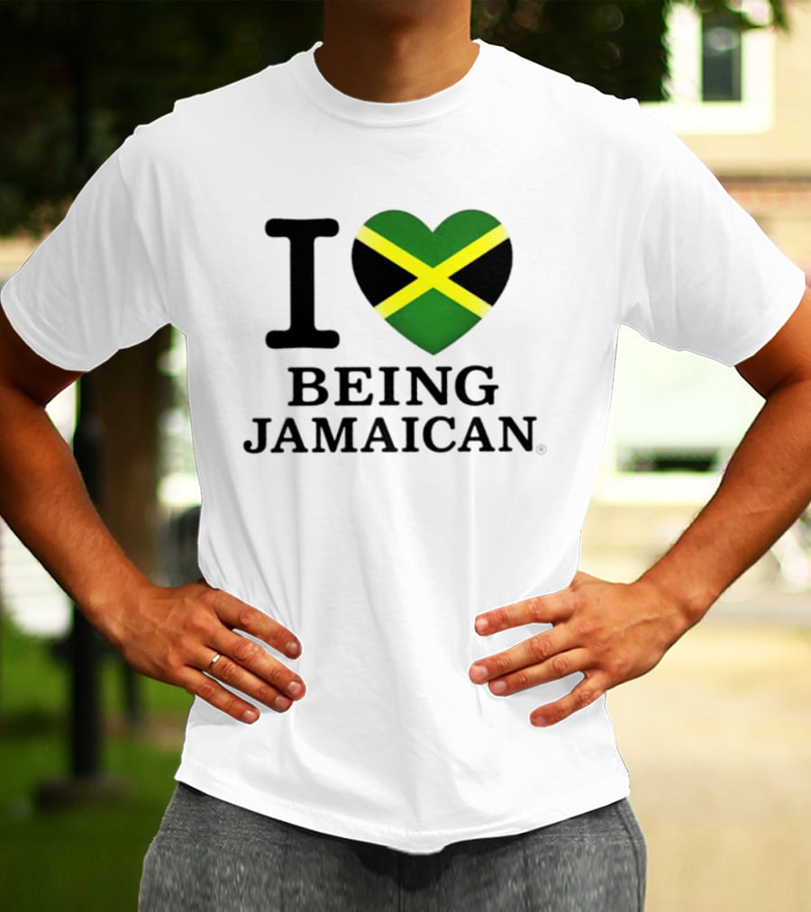 I Love Being Jamaican Flag Heart T-Shirt