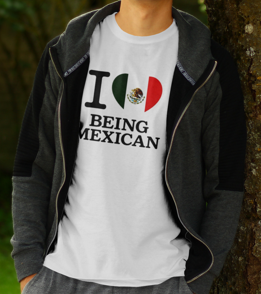 I Love Being Mexican Heart Flag T-Shirt