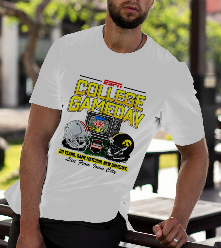 ESPN College GameDay 2026 Iowa Hawkeyes Vs Ohio State Buckeyes 20 Years Same Matchup Iowa City T-Shirt