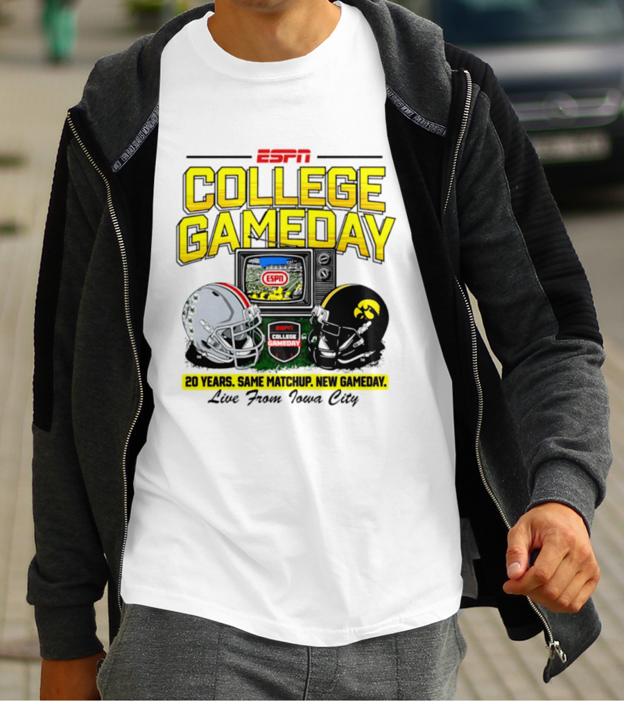 ESPN College GameDay 2026 Iowa Hawkeyes Vs Ohio State Buckeyes 20 Years Same Matchup Iowa City T-Shirt