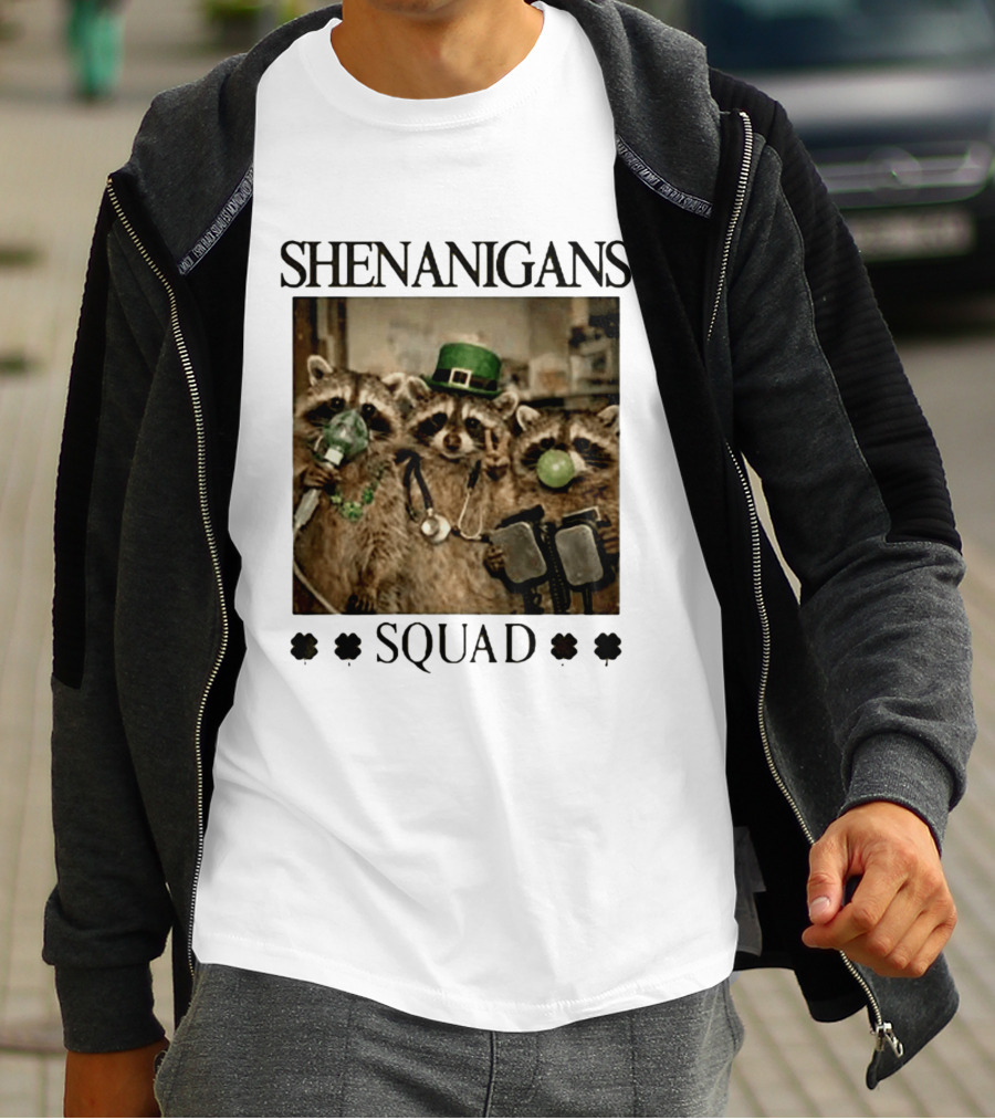 Shenanigans Squad Raccoons Funny Saint Patricks Day T-Shirt