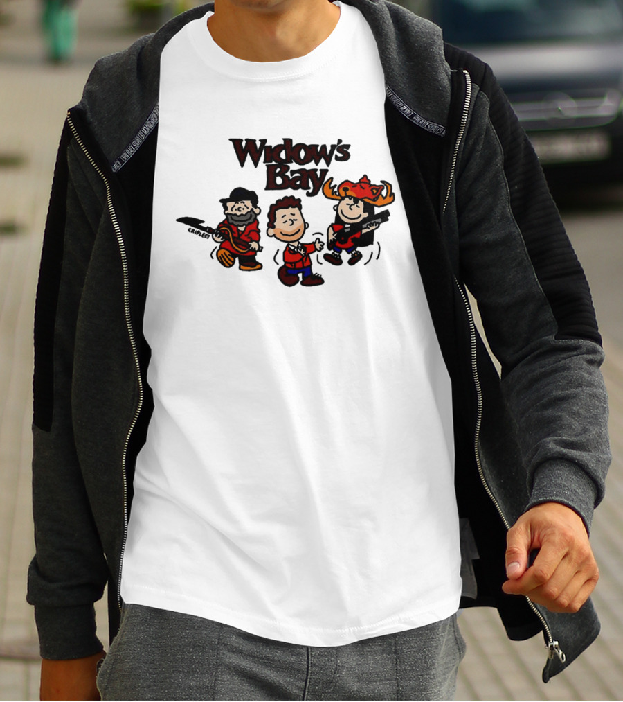 Widow's Bay Cartoon Characters With Bold Outfits And Musical Instruments T-Shirt