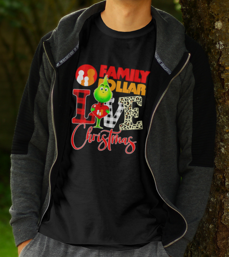 Family Dollar Grinch Love Christmas 2026 Cartoon T-Shirt