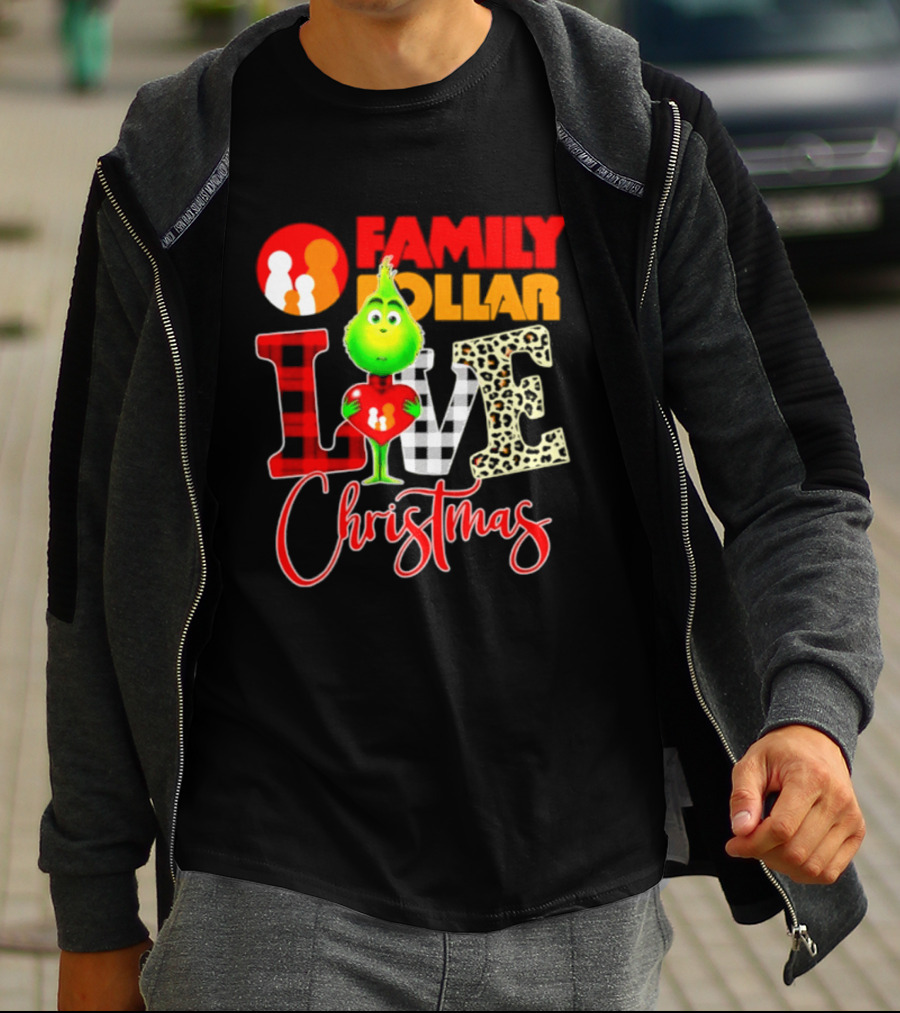 Family Dollar Grinch Love Christmas 2026 Cartoon T-Shirt