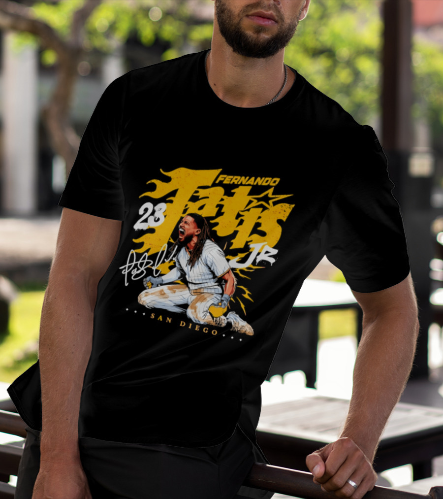 Fernando Tatis Jr 23 San Diego Padres Scream Slide Signature T-Shirt