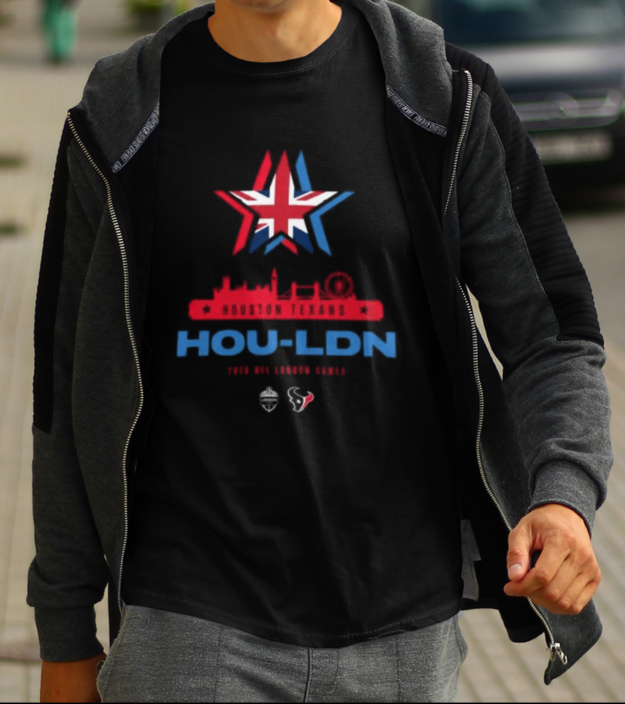 Houston Texans HOU LDN 2026 London Game Skyline Star UK Flag T-Shirt