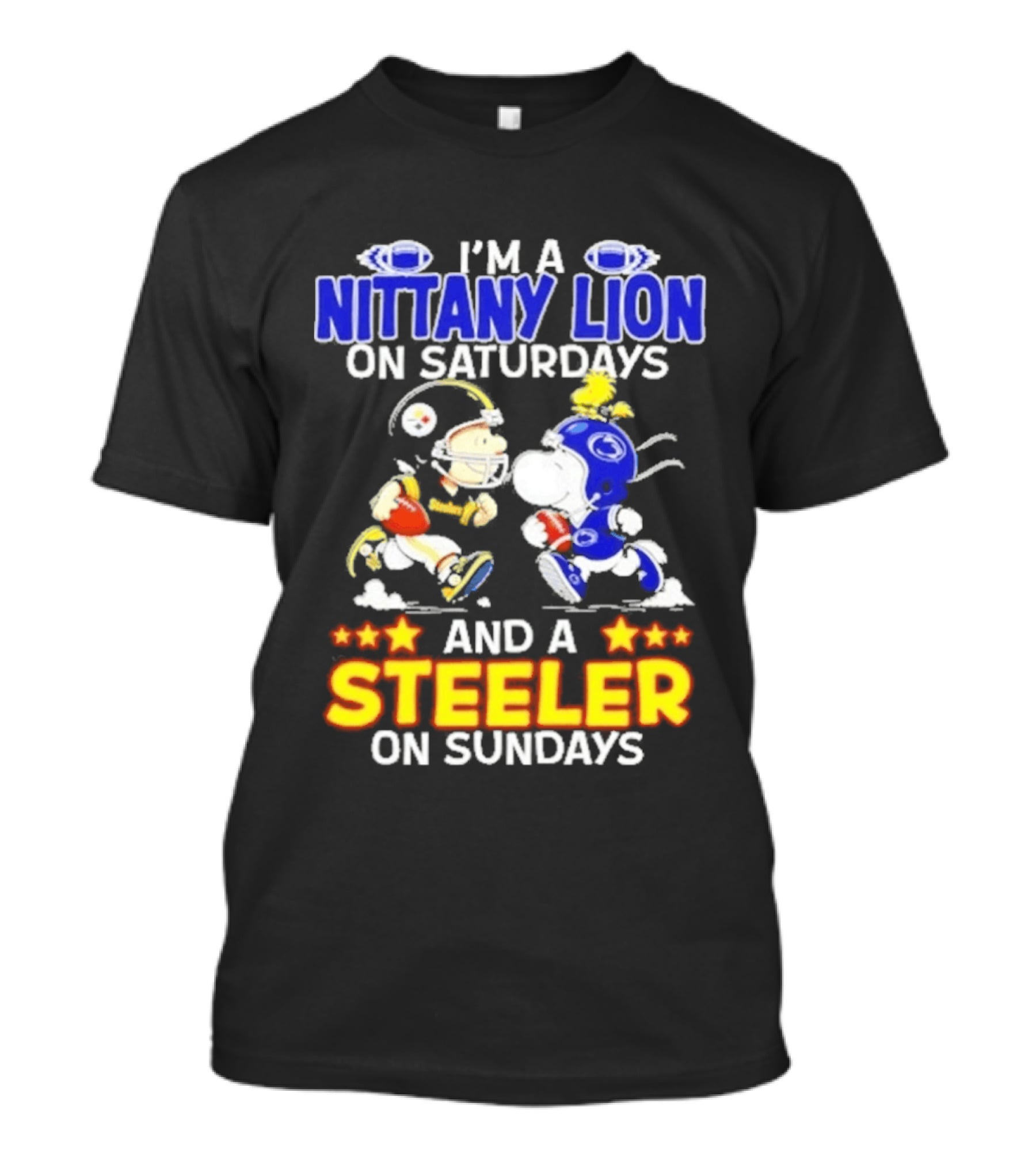 I'm A Nittany Lion On Saturdays And A Steeler On Sundays Football Peanuts Charlie Brown And Snoopy T-Shirt