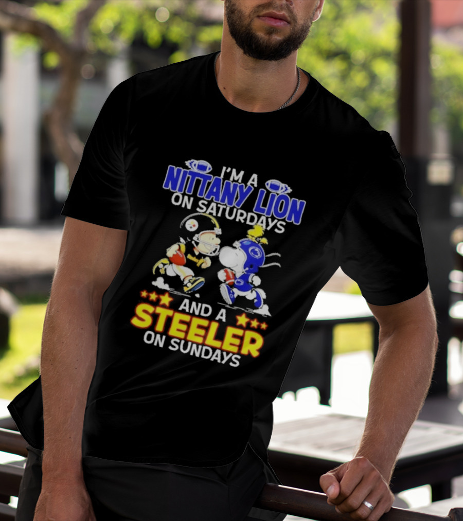 I'm A Nittany Lion On Saturdays And A Steeler On Sundays Football Peanuts Charlie Brown And Snoopy T-Shirt