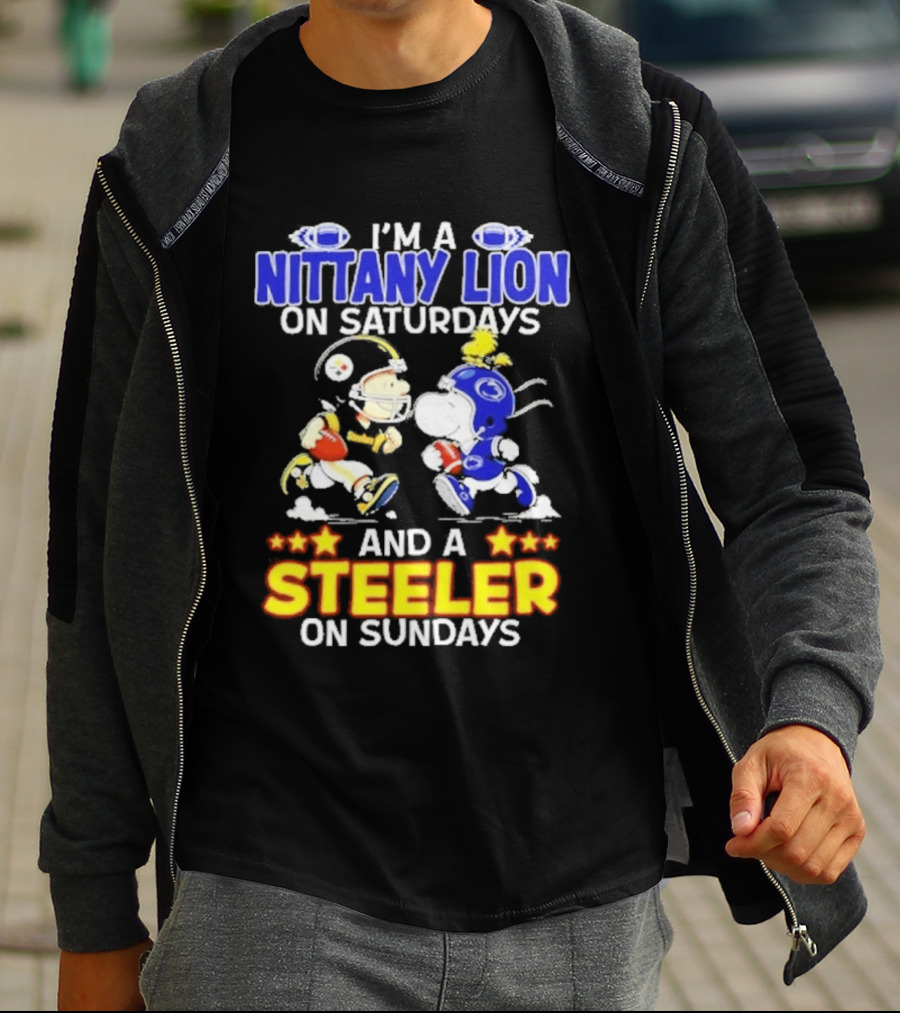 I'm A Nittany Lion On Saturdays And A Steeler On Sundays Football Peanuts Charlie Brown And Snoopy T-Shirt