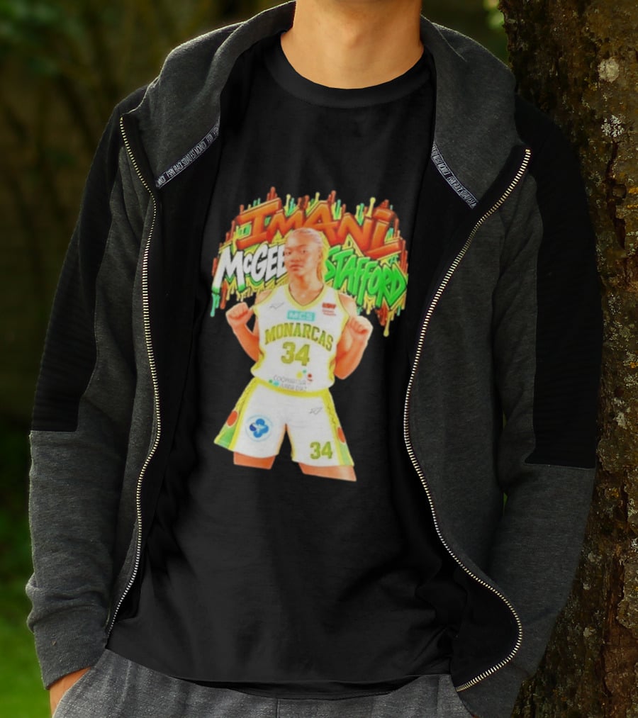 Imani McGee Stafford Monarcas 34 Basketball Player Vibrant Graffiti T-Shirt