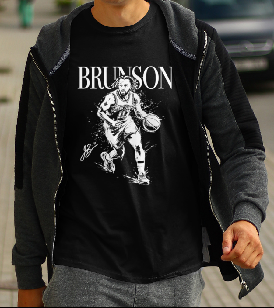 Jalen Brunson Knicks Basketball Player Action Mono T-Shirt