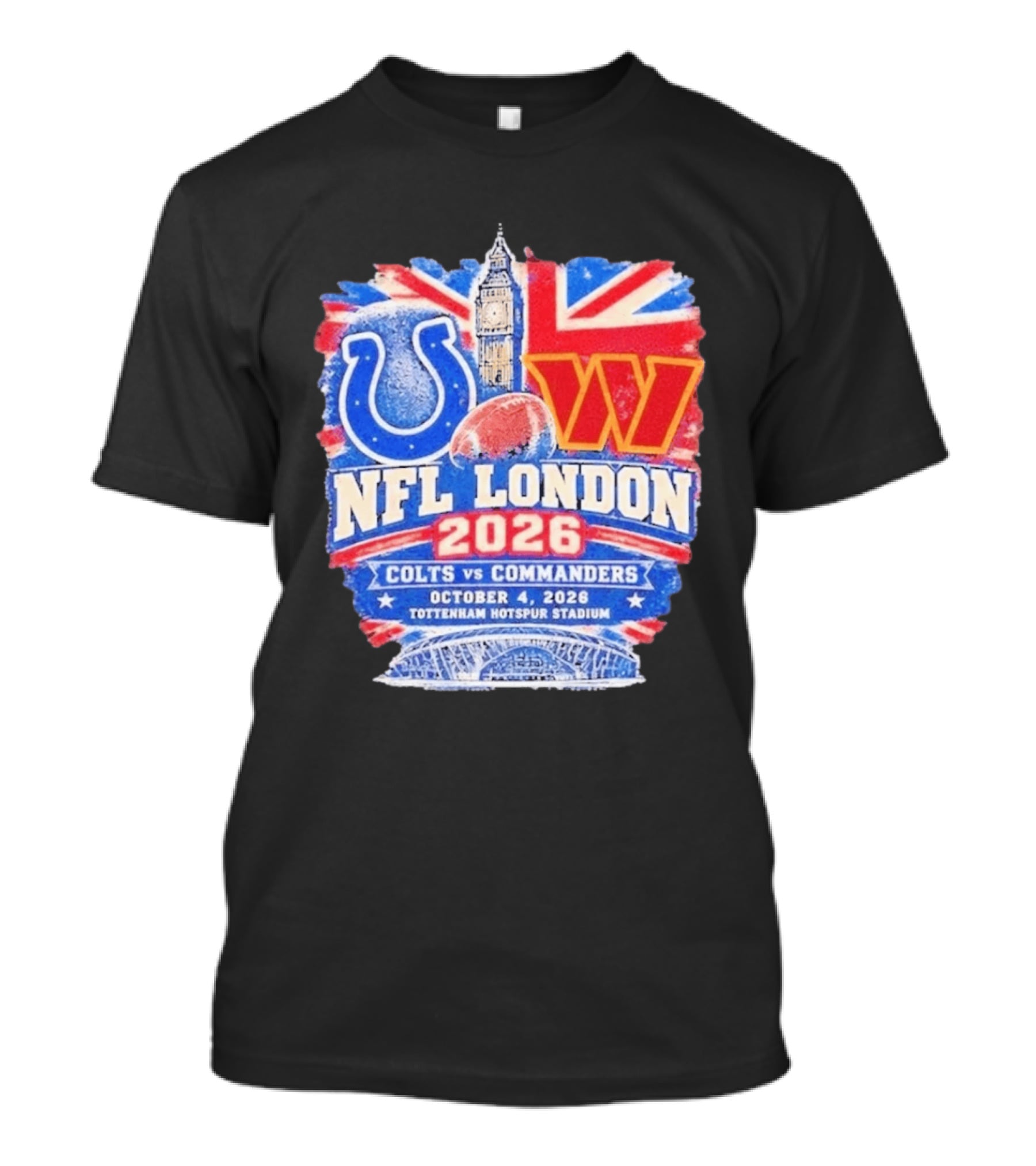 NFL London 2026 Colts Vs Commanders October 4 Tottenham Hotspur Stadium T-Shirt