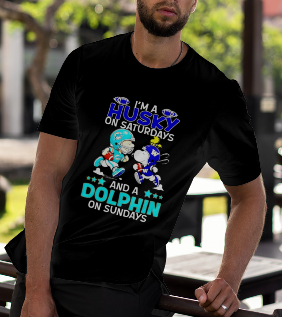 I'm A Husky On Saturdays And A Dolphin On Sundays Peanuts Characters Football T-Shirt