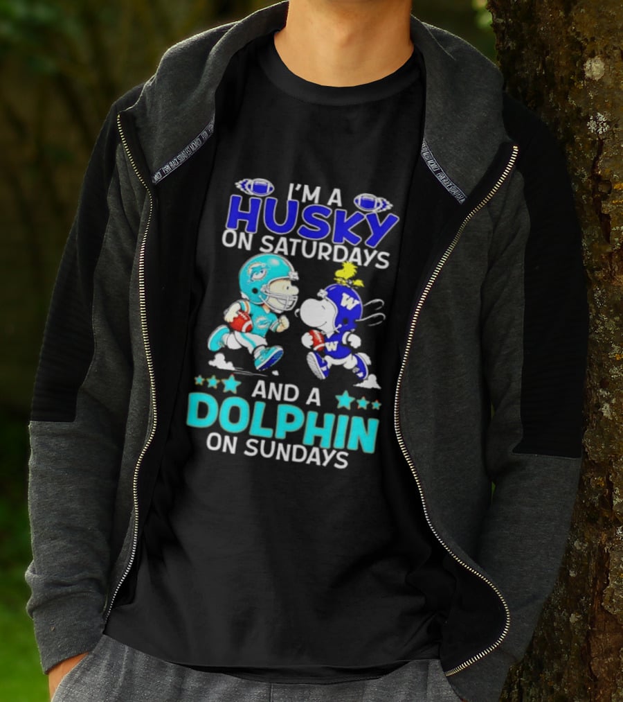 I'm A Husky On Saturdays And A Dolphin On Sundays Peanuts Characters Football T-Shirt