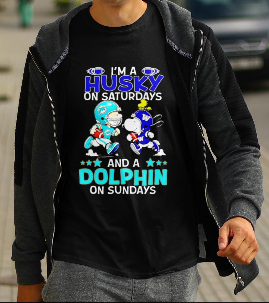 I'm A Husky On Saturdays And A Dolphin On Sundays Peanuts Characters Football T-Shirt